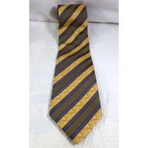 Peacock Handmade Silk Tie With Gold & Blue Stripes
